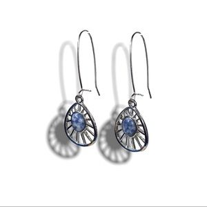 ARTISTIC style silver dangle moonstone blue sunshine earrings set BRAND-NEW